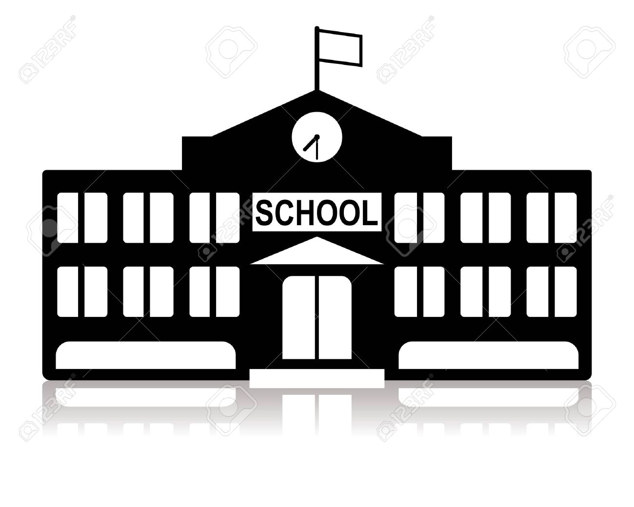 School Building ClipArt Black And White